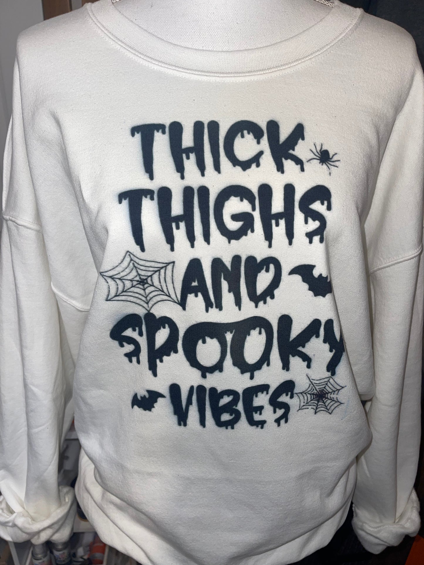 Thick Thighs and Spooky Vibes Crewneck Sweater