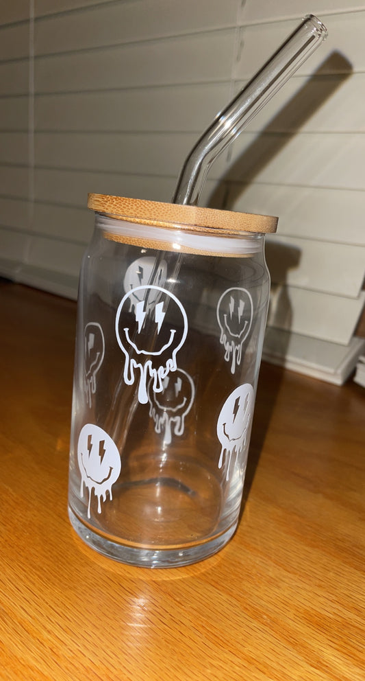 Lighting bolt smiley face glass cup ⚡️😊