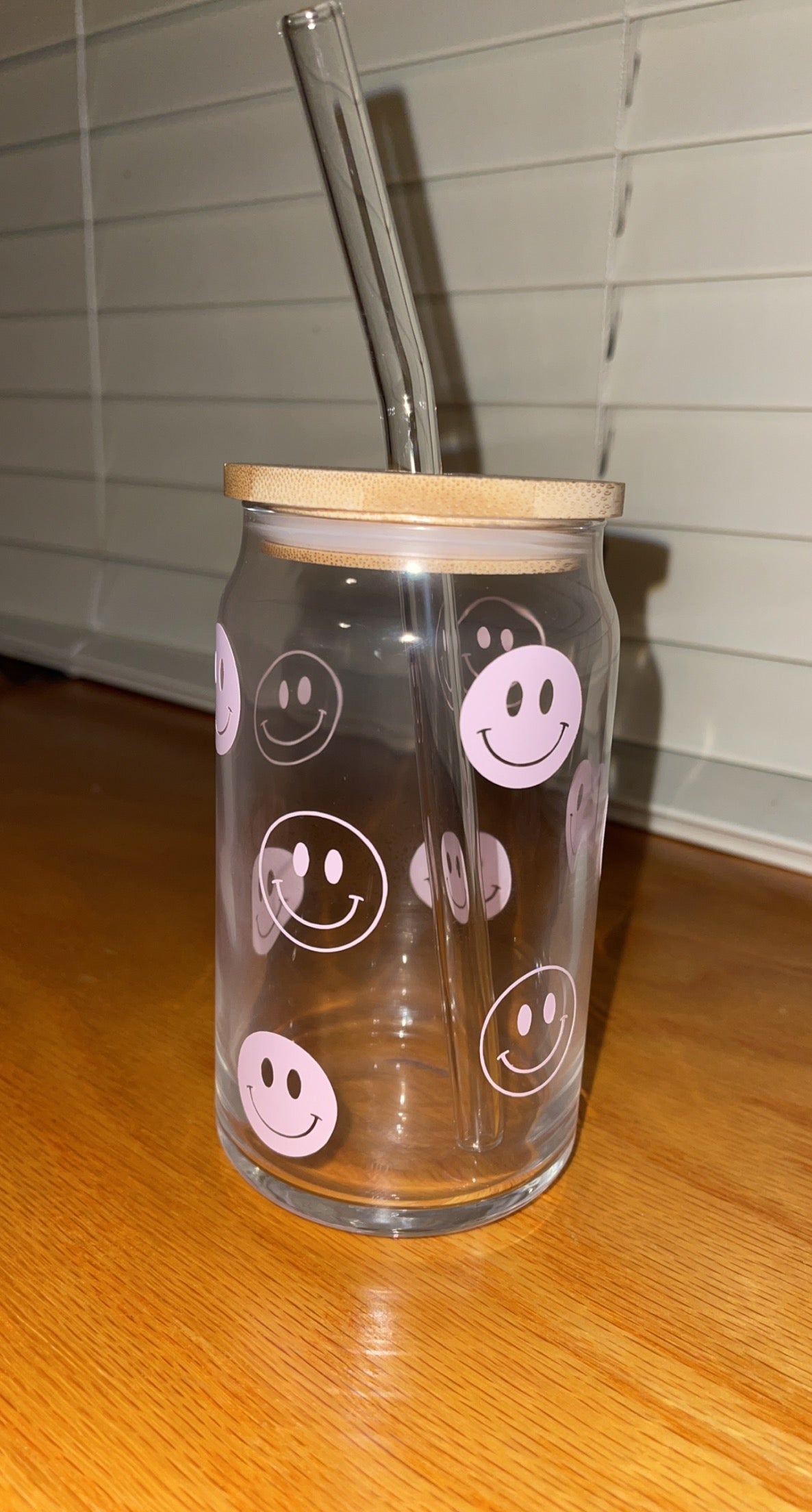 Smiley Face Glass Cup 😊💗